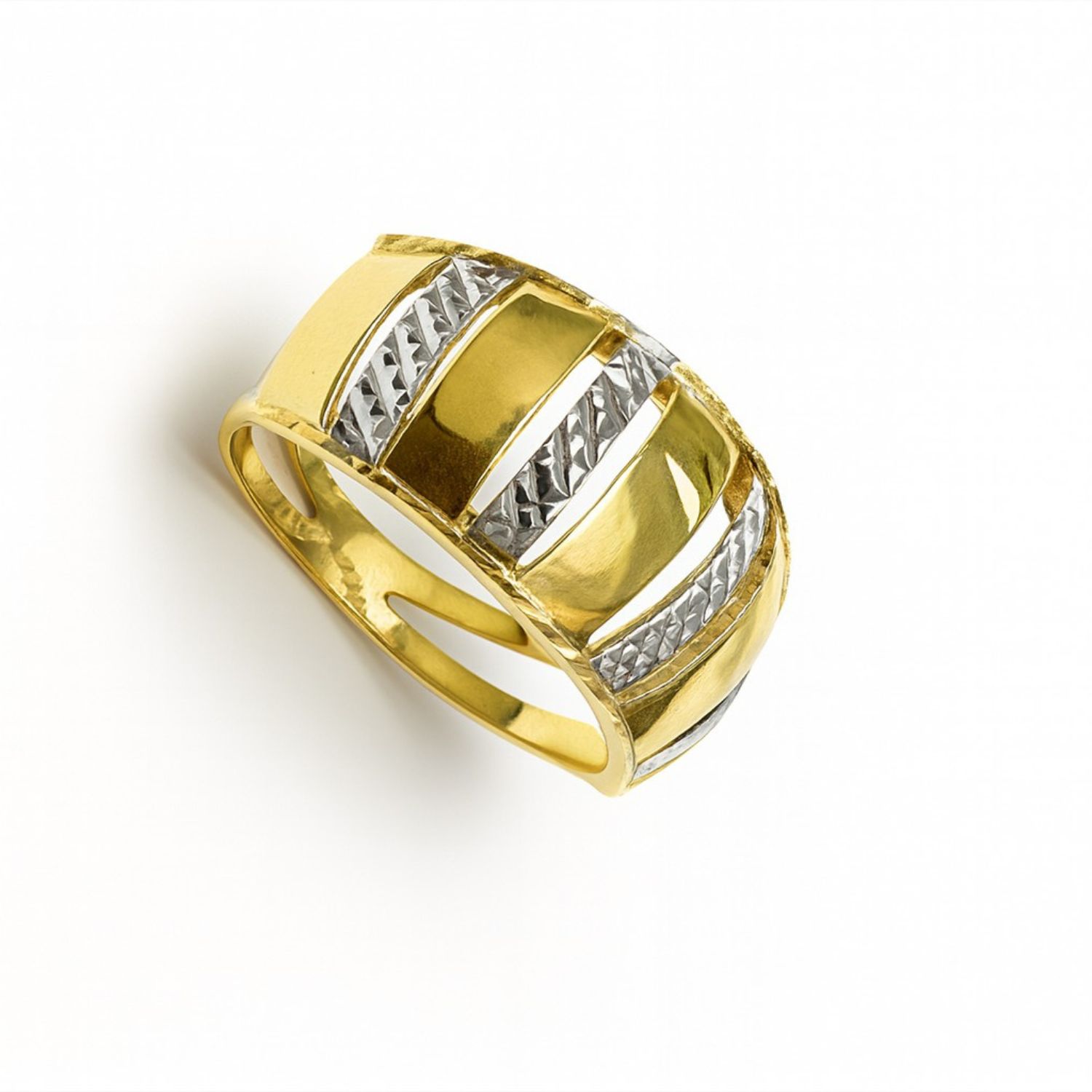 Anillo Oro Amarillo 18kt Prisma Bicolor 3