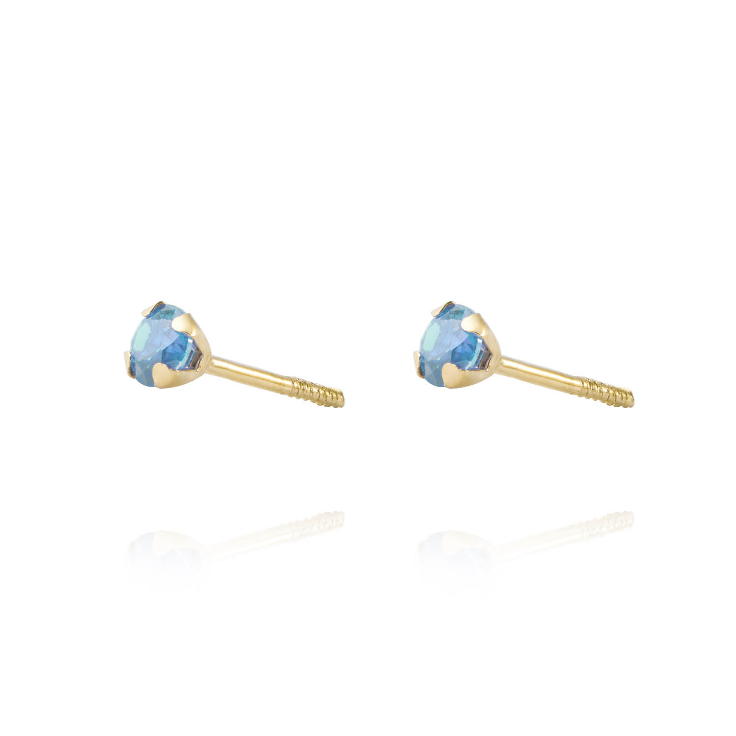 Aros de Oro 18kt Piedra de Agua Marina 3mm 2