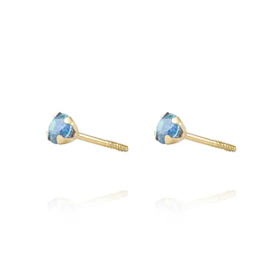 Aros de Oro 18kt Piedra de Agua Marina 3mm