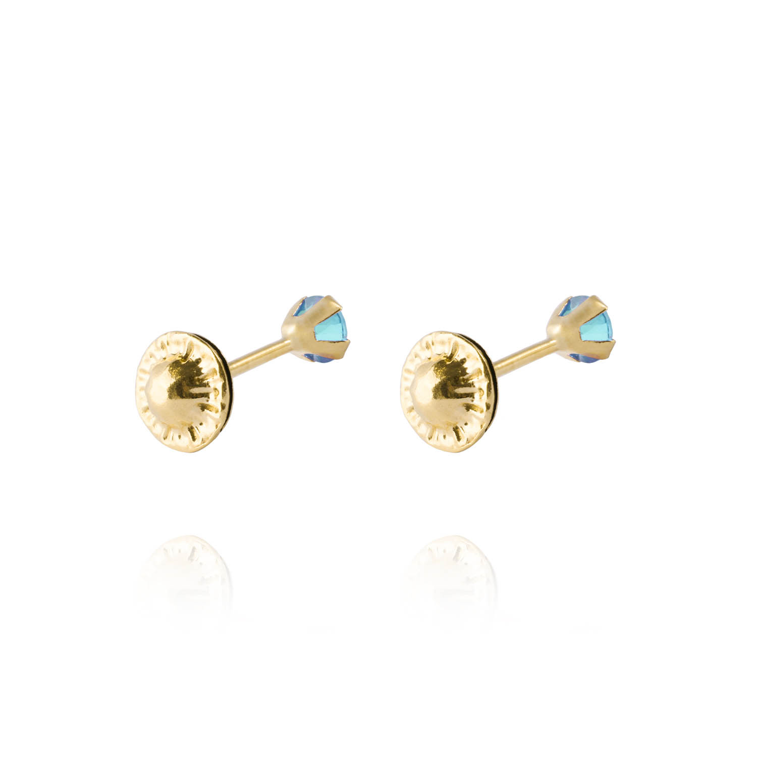 Aros de Oro 18kt Piedra de Agua Marina 3mm 3