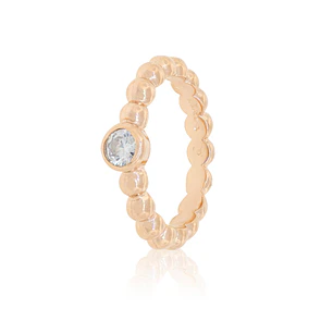 Anillo de Plata Esterlina 925 Pelotitas Circon Rose