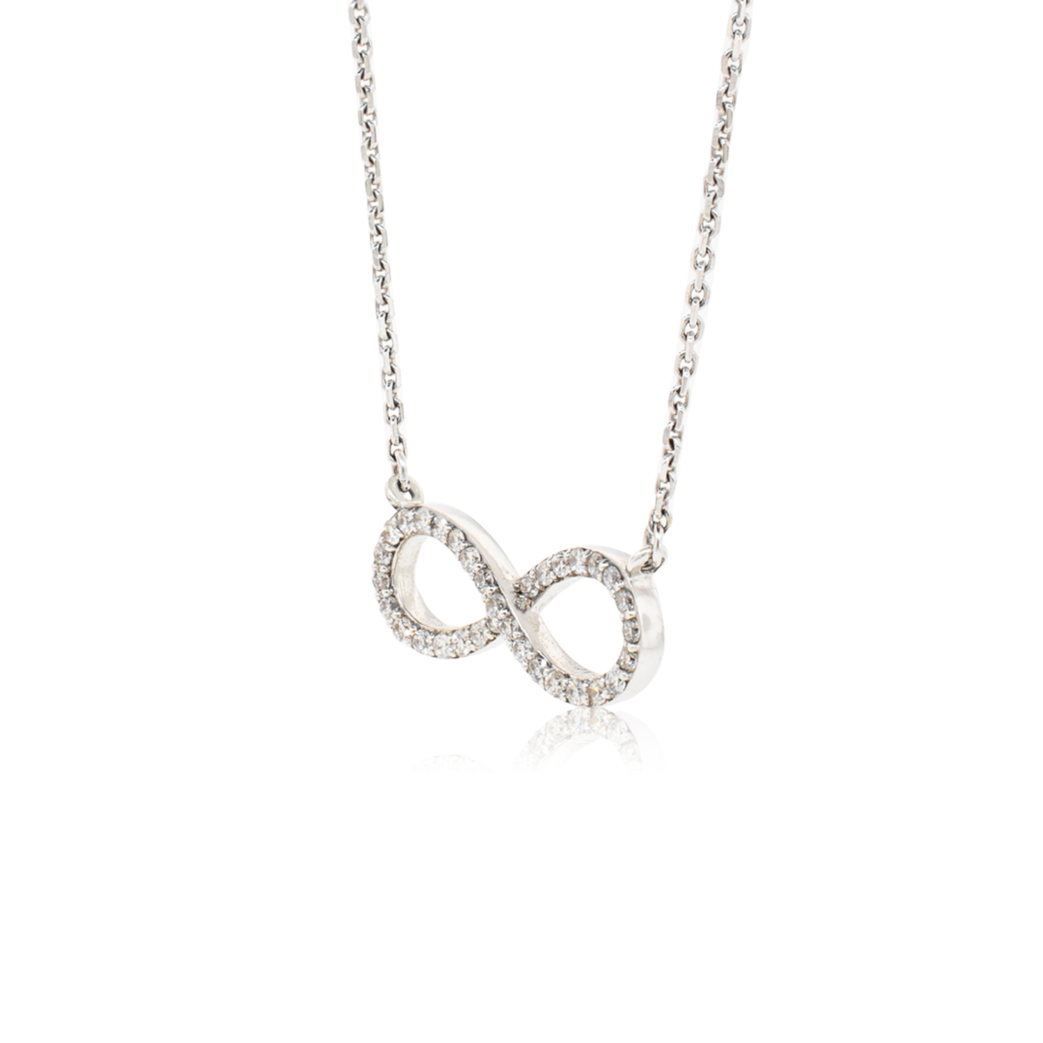 Collar Oro Blanco 18kt 0,33ct Diamantes infinito 2