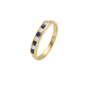Anillo Oro Miel 18kt Armonía con Zafiros y Circonitas