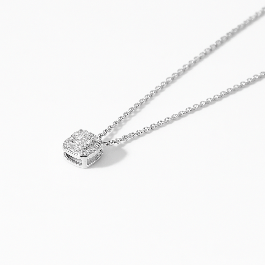 Collar de Oro Blanco 18kt con Diamantes 25 Pts Totales SI/H Corte Brillante - By Danielle Costantini 1