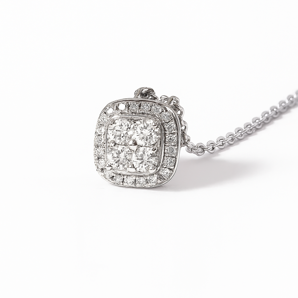 Collar de Oro Blanco 18kt con Diamantes 25 Pts Totales SI/H Corte Brillante - By Danielle Costantini 2