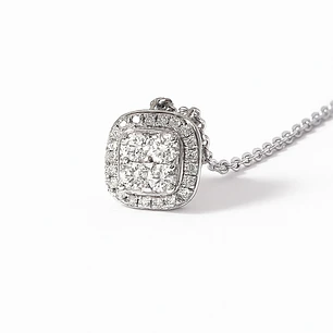 Collar de Oro Blanco 18kt con Diamantes 25 Pts Totales SI/H Corte Brillante - By Danielle Costantini