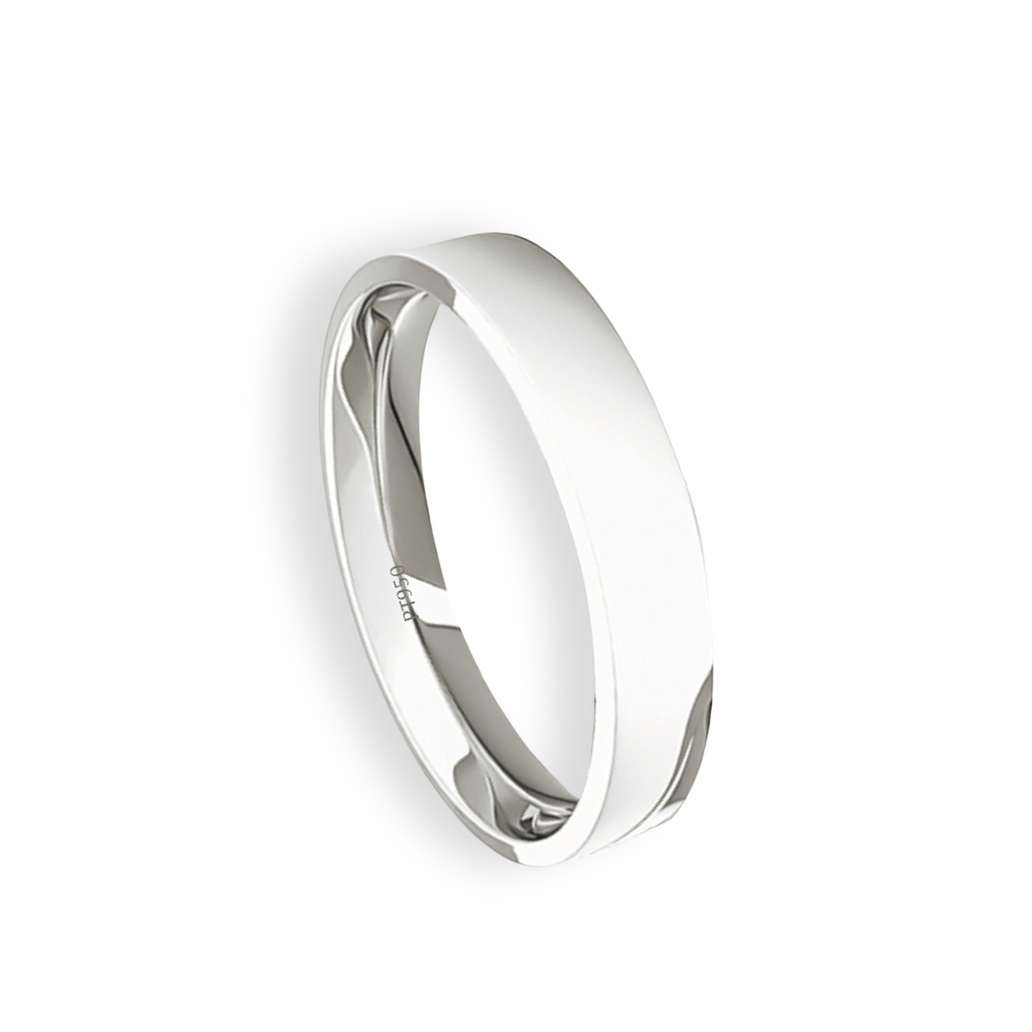 Argolla Matrimonio de Platino Modelo Tubo ErgoFit Portus de 3,5mm 3