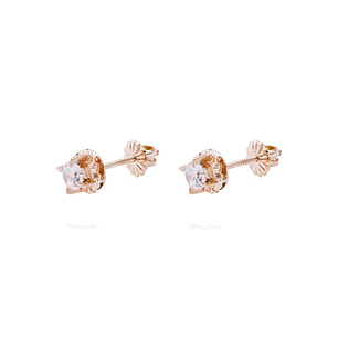 Aros Oro Miel 18kt Chatón Circón 4mm