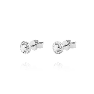 Aros Oro Blanco 18kt Diamantes de 2x28 Pts con 10 Pts SI/H