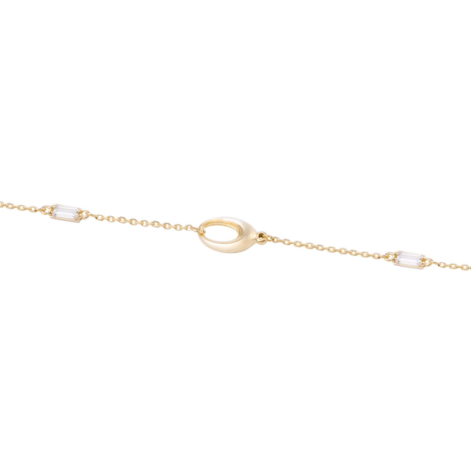 Pulsera de Oro 18kt Eslabones Ovalados y Circonitas - Baguette 2