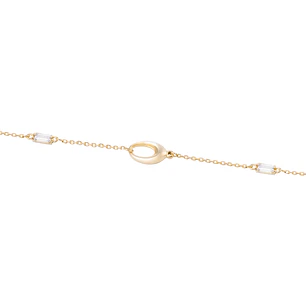 Pulsera de Oro 18kt Eslabones Ovalados y Circonitas - Baguette