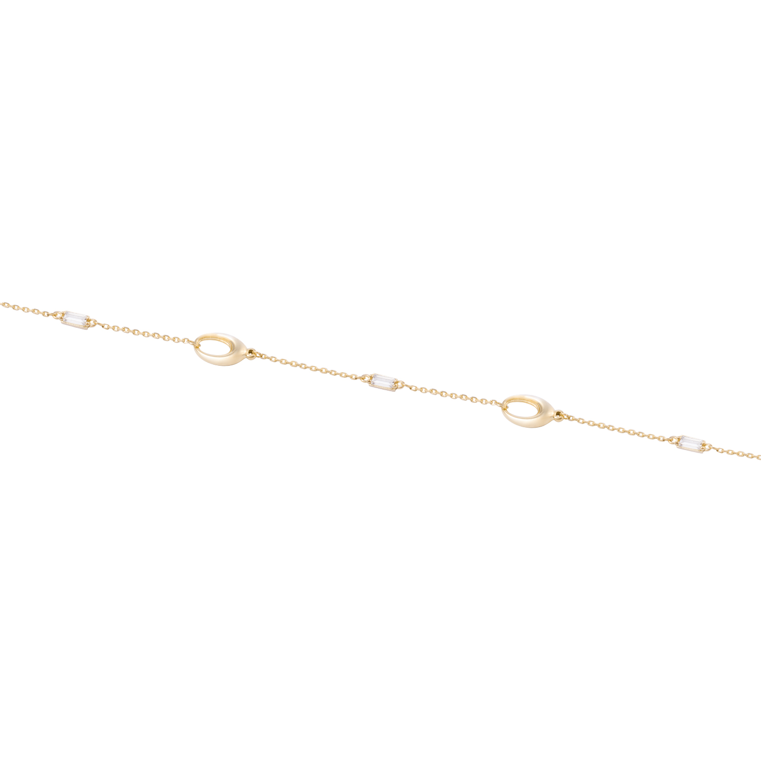 Pulsera de Oro 18kt Eslabones Ovalados y Circonitas - Baguette 3