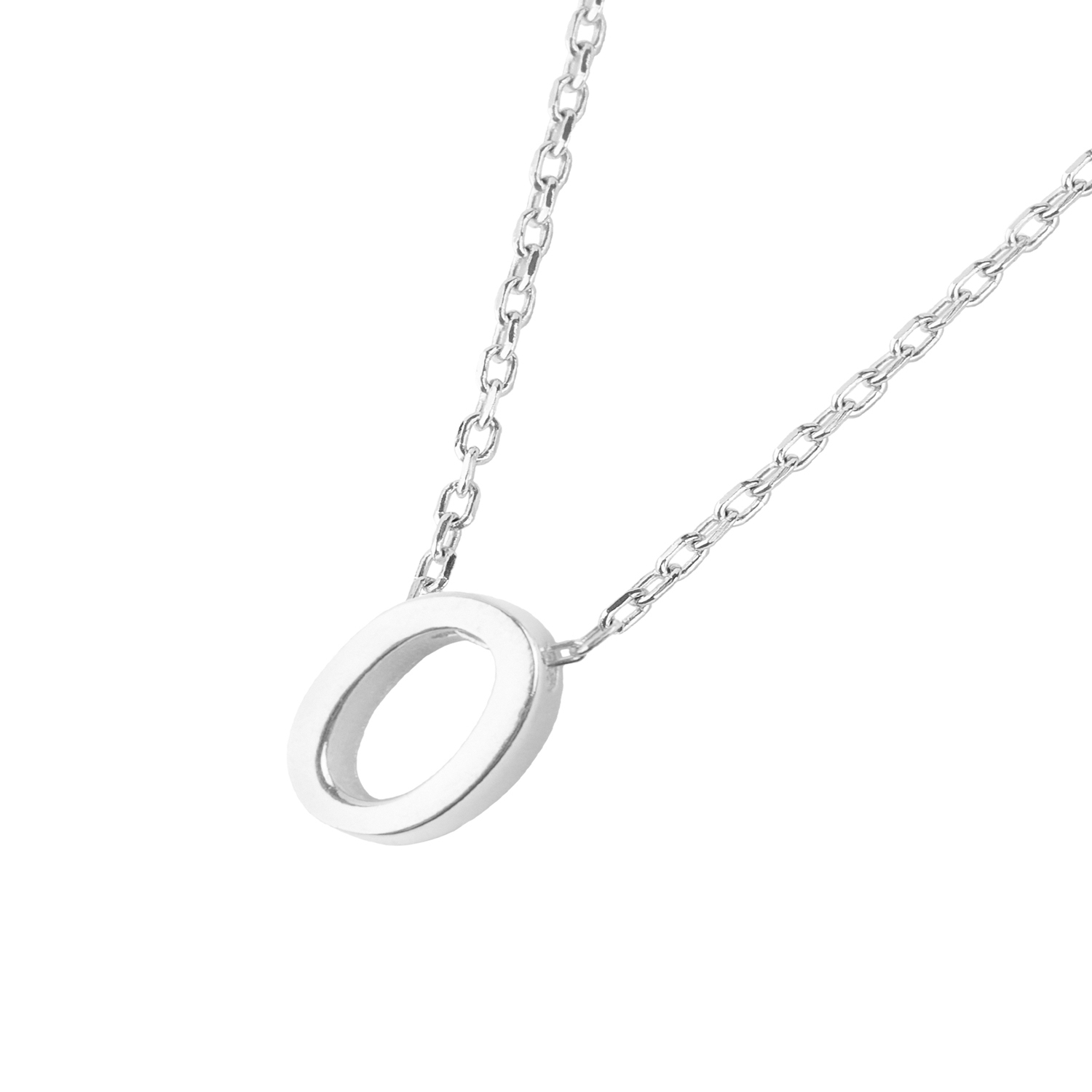 Collar de Plata Esterlina 925 Letra O Lisa 1