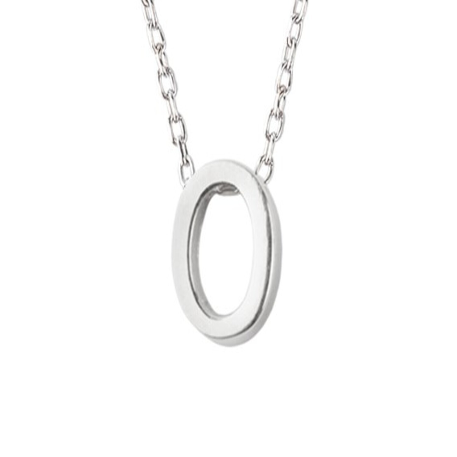 Collar de Plata Esterlina 925 Letra O Lisa 2