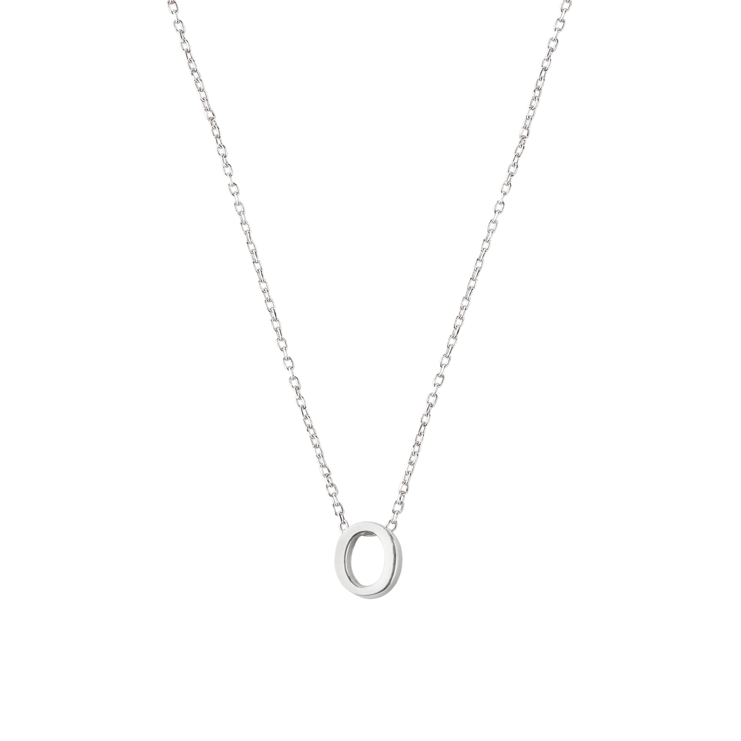 Collar de Plata Esterlina 925 Letra O Lisa 3