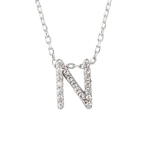 Collar de Plata Esterlina 925 Letra N Circon