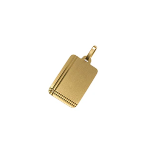 Colgante Oro Miel 18kt Placa Borde Linea Doble