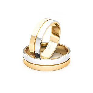 Par Argollas Matrimonio de Oro Amarillo y Platino Saffy 5,5mm
