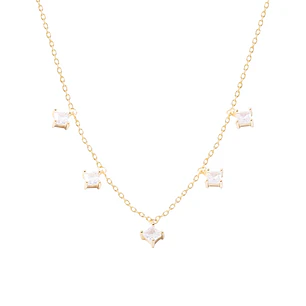 Collar de Plata Esterlina 925 Choker Circones Colgantes Revestido en Oro 18kt