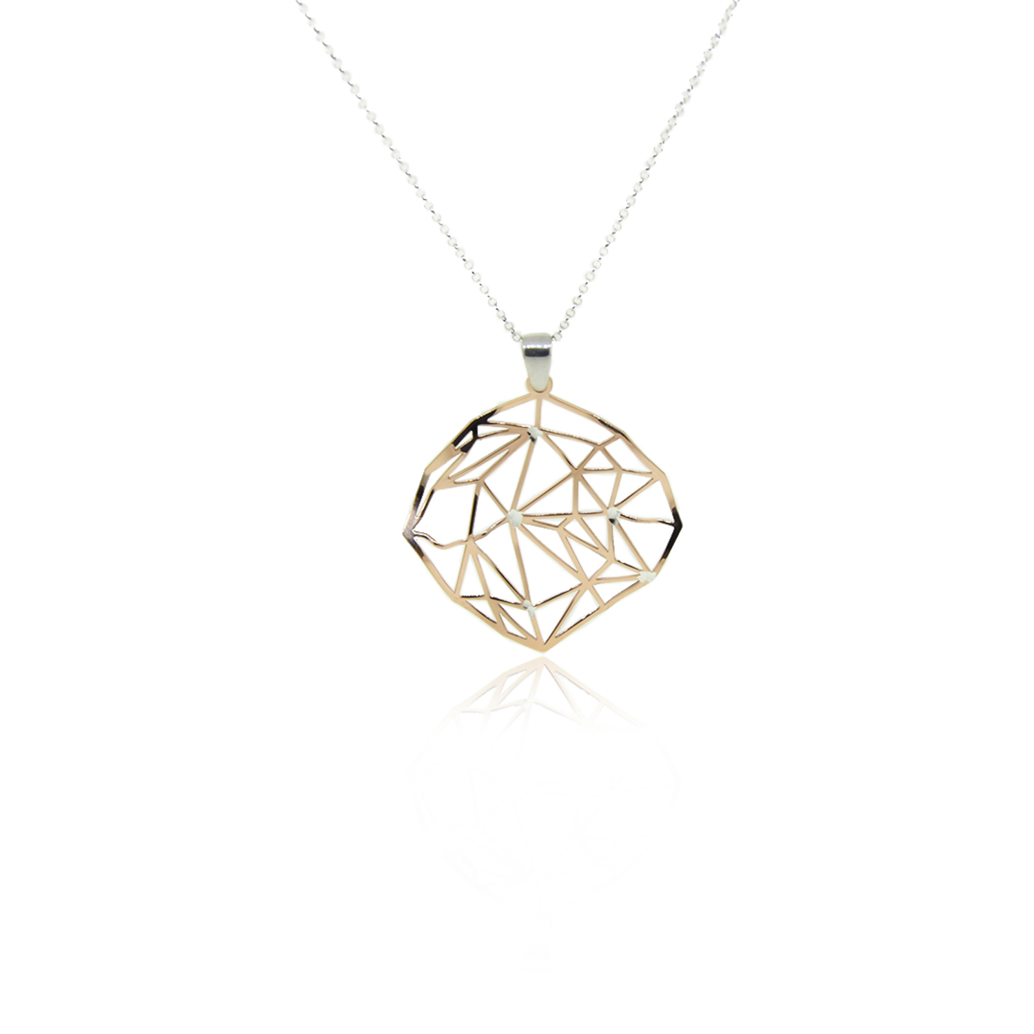 Collar de Plata Esterlina 925 Rombos Rose Revestido en Oro 18kt 2