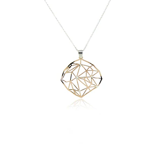 Collar de Plata Esterlina 925 Rombos Rose Revestido en Oro 18kt