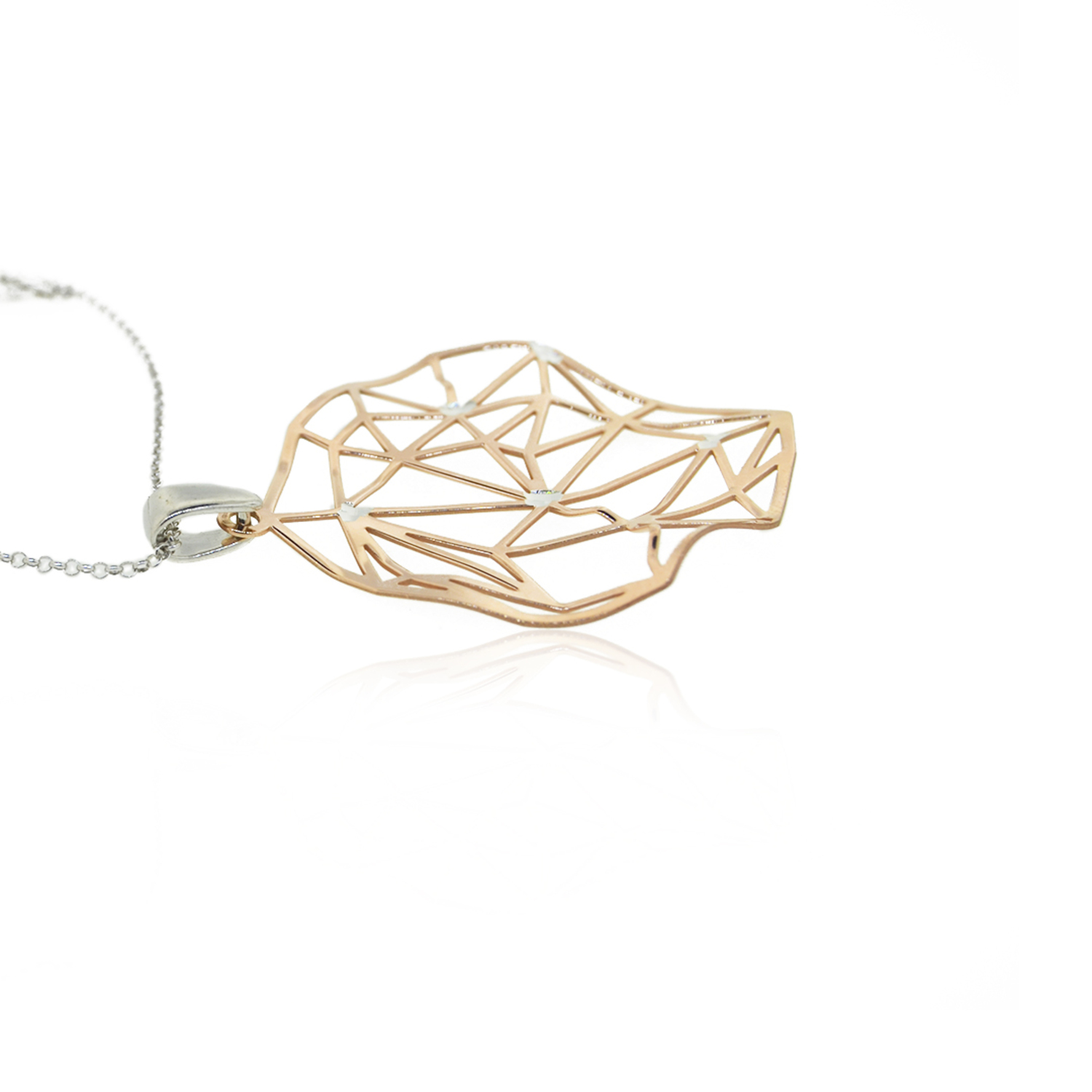 Collar de Plata Esterlina 925 Rombos Rose Revestido en Oro 18kt 3