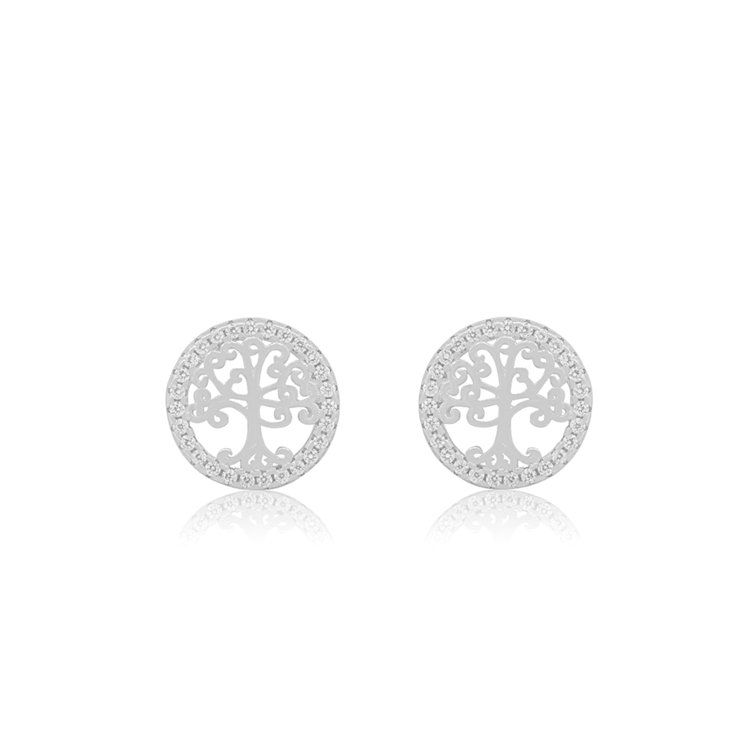 Aros de Plata Esterlina 925 Arbol de la Vida Circon 1