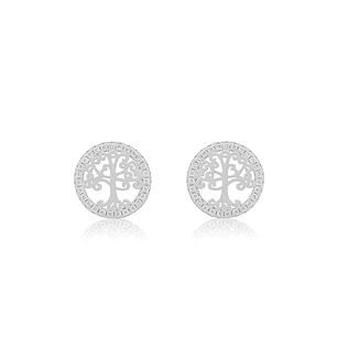Aros de Plata Esterlina 925 Arbol de la Vida Circon