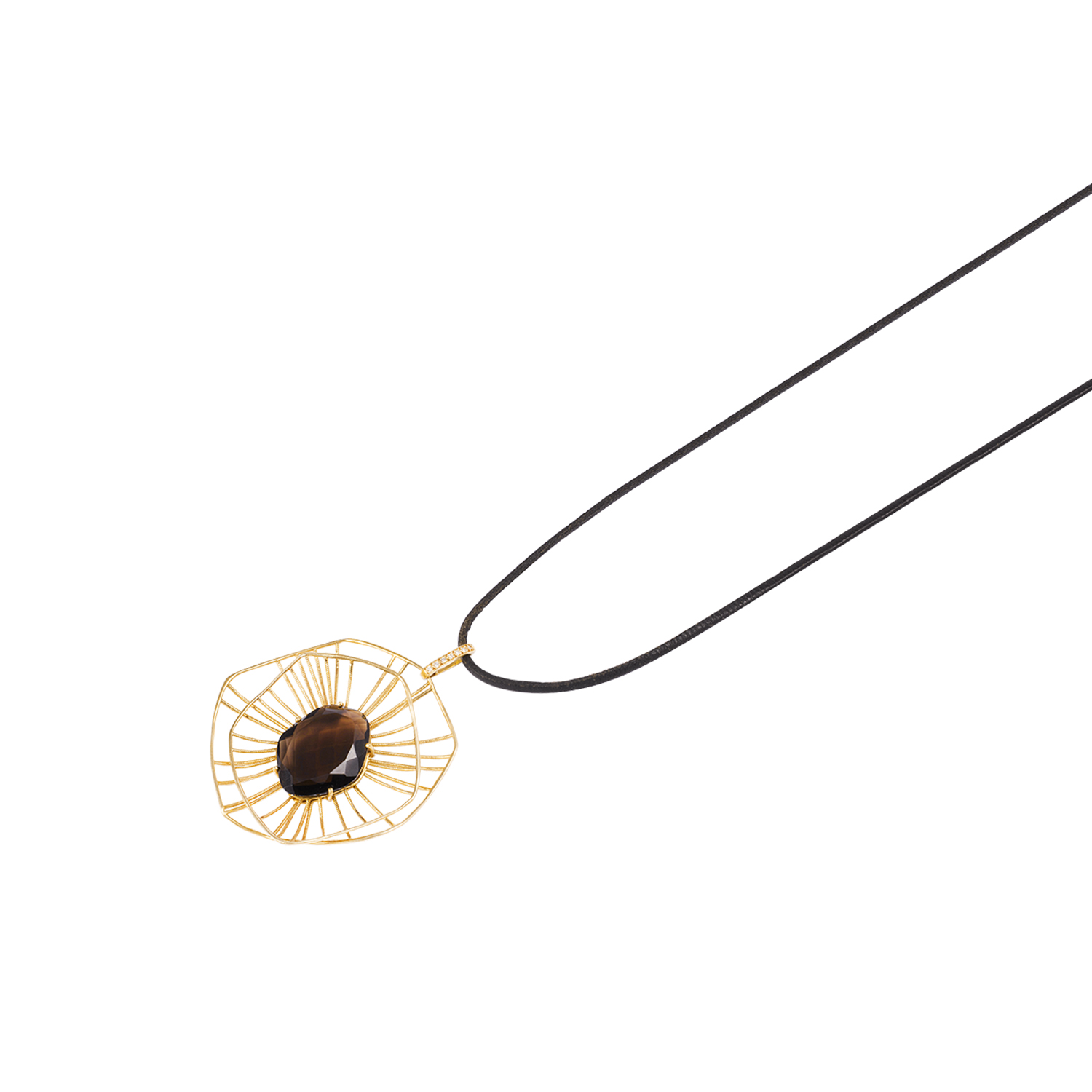Collar Oro Amarillo 18kt Diamante 7x0,5 Pts Quarzo 1