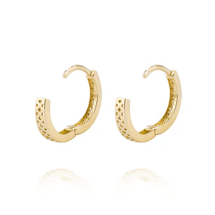 Aros Oro Amarillo 18kt Argollas Circonita Zigzag