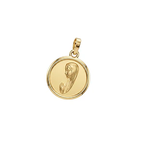 Colgante de Oro Miel 18kt Virgen Niña 12mm