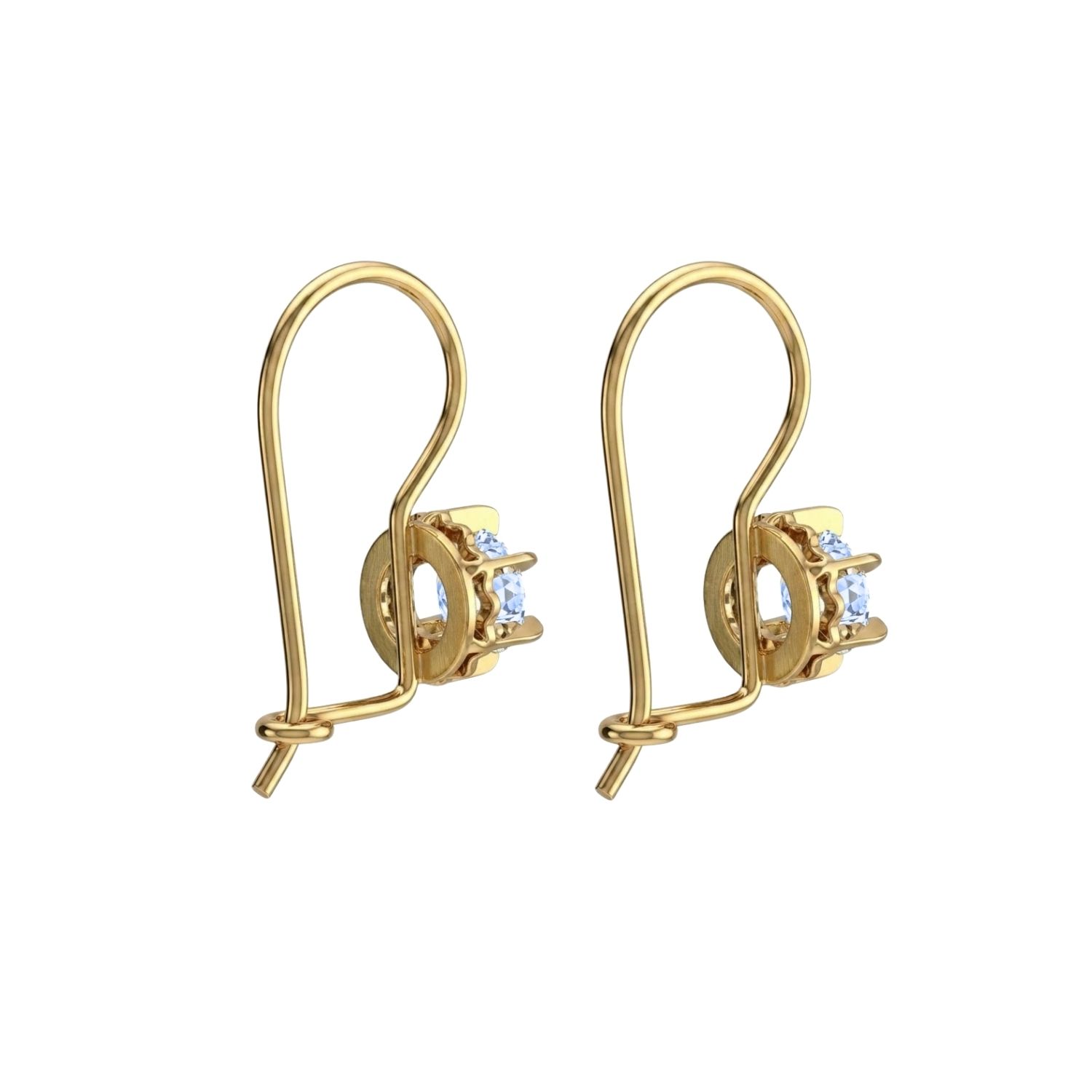 Aros Oro Miel 18kt con Gota de Aguamarina y Engaste de Petaños 3