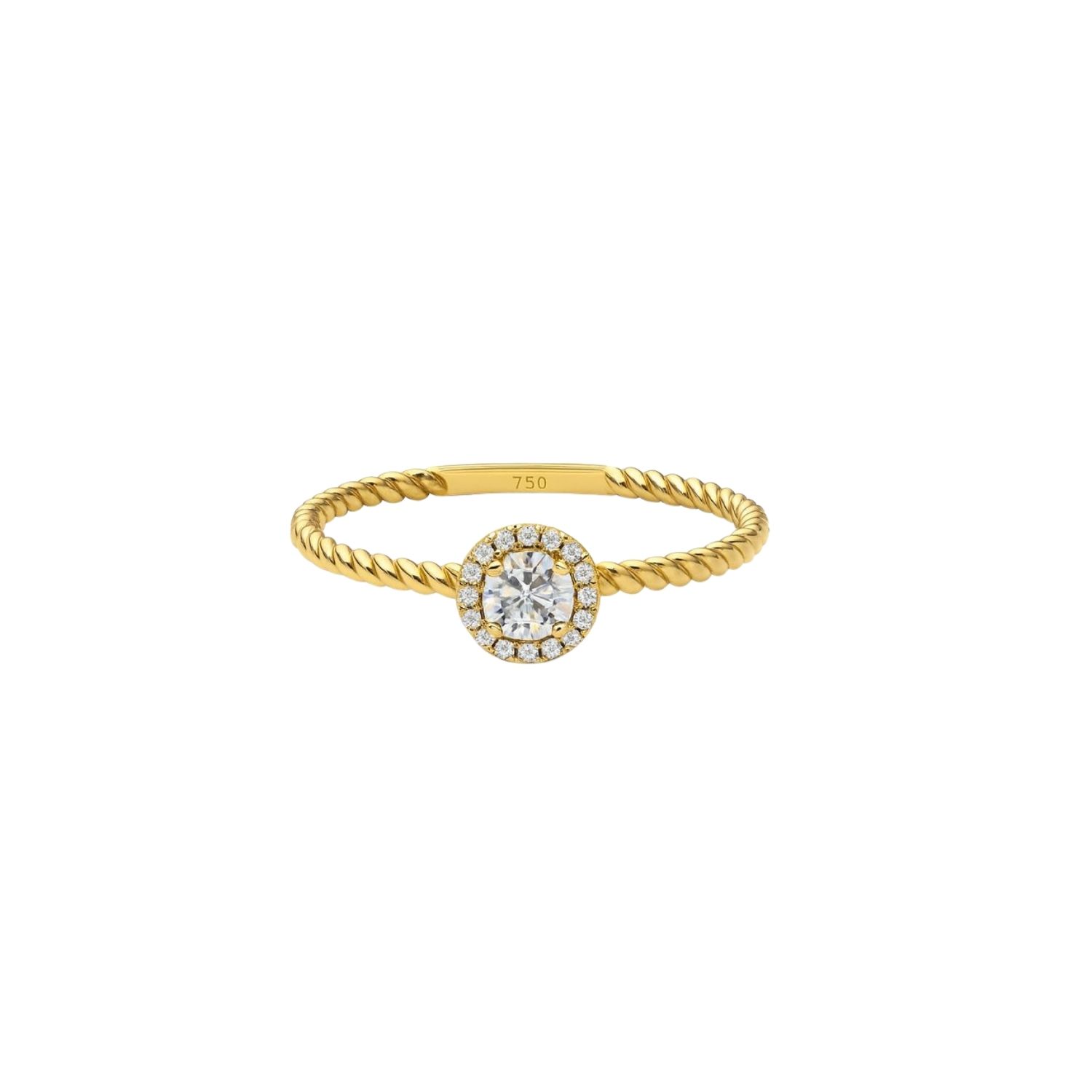 Anillo Oro Amarillo 14kt Trenzado Roseta Circonita 3