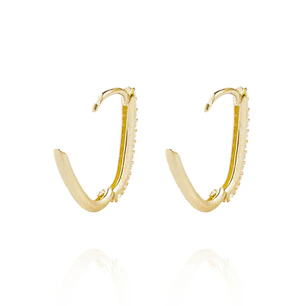 Aros de Oro 18kt Argollas Tipo Ovalada con Circones