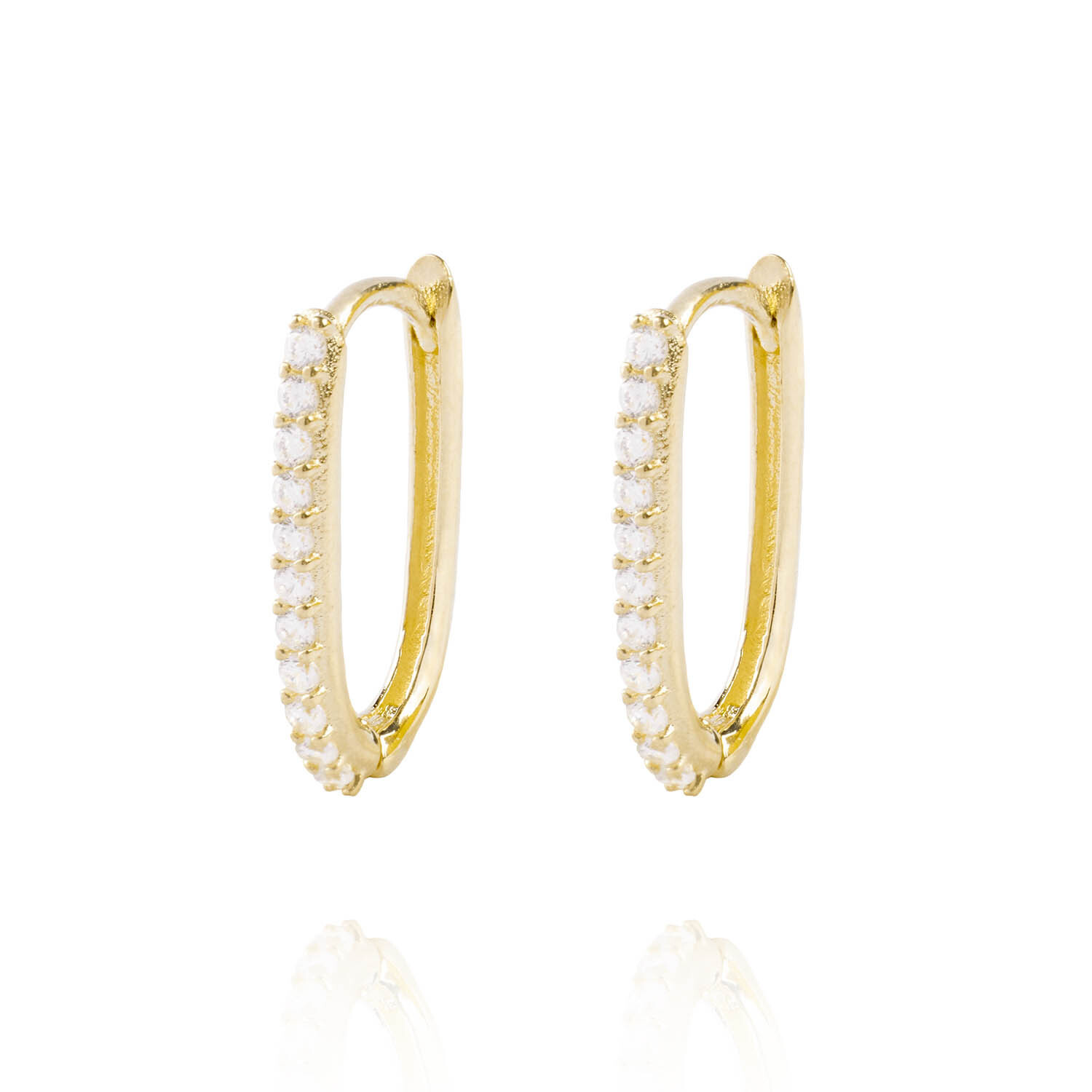 Aros de Oro 18kt Argollas Tipo Ovalada con Circones 3
