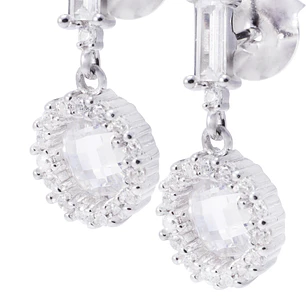 Aros de Plata Esterlina Colgantes Círculos con Circonita