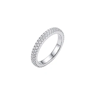 Anillo de Plata Esterlina 925 Doble Riel Circon