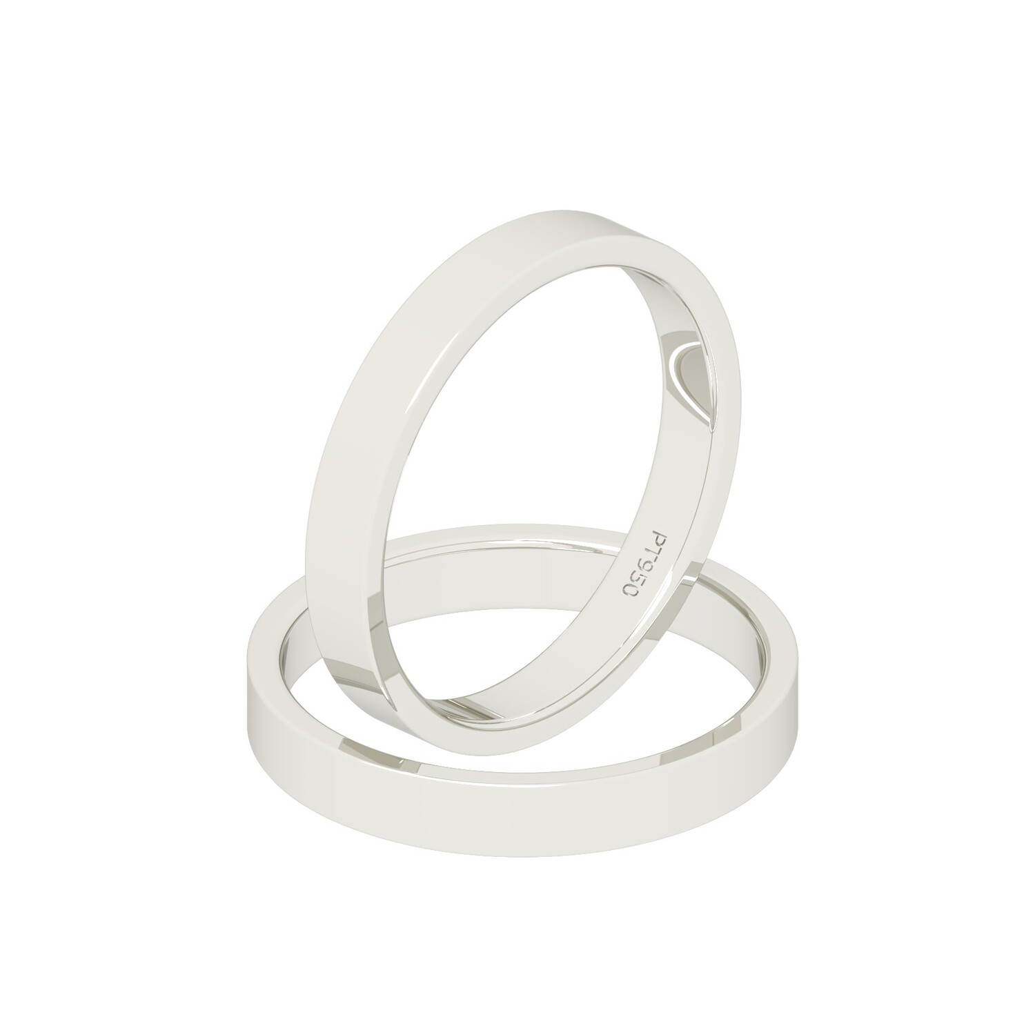 Par Argollas Matrimonio de Platino Tubo Ferrada de 3,5mm 1