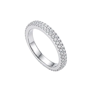Anillo de Plata Esterlina 925 Doble Riel Circon