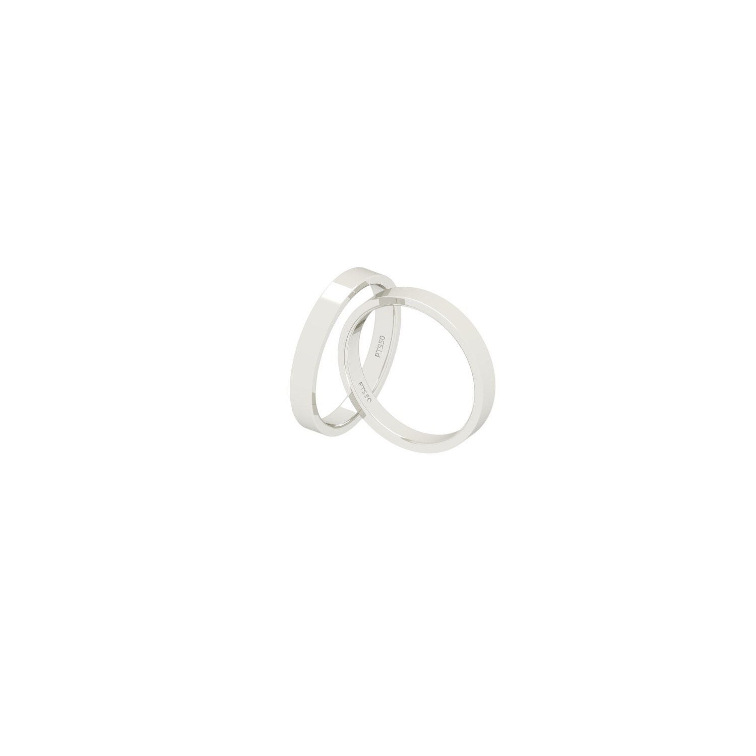 Par Argollas Matrimonio de Platino Tubo Ferrada de 3,5mm 2
