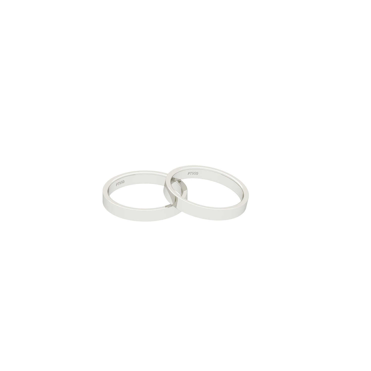 Par Argollas Matrimonio de Platino Tubo Ferrada de 3,5mm 3