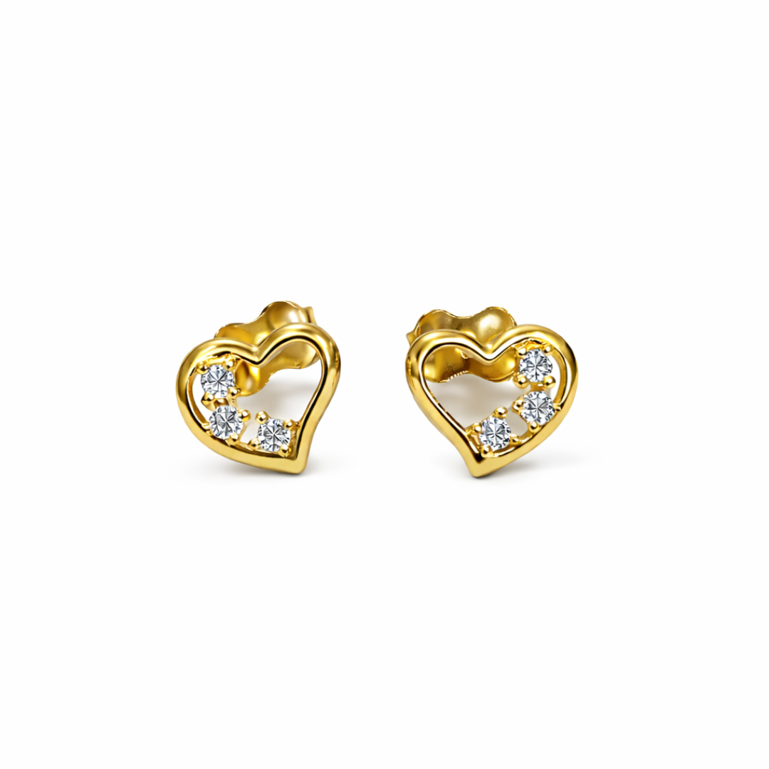 Aros Oro Amarillo 18kt Corazón Circonita 1