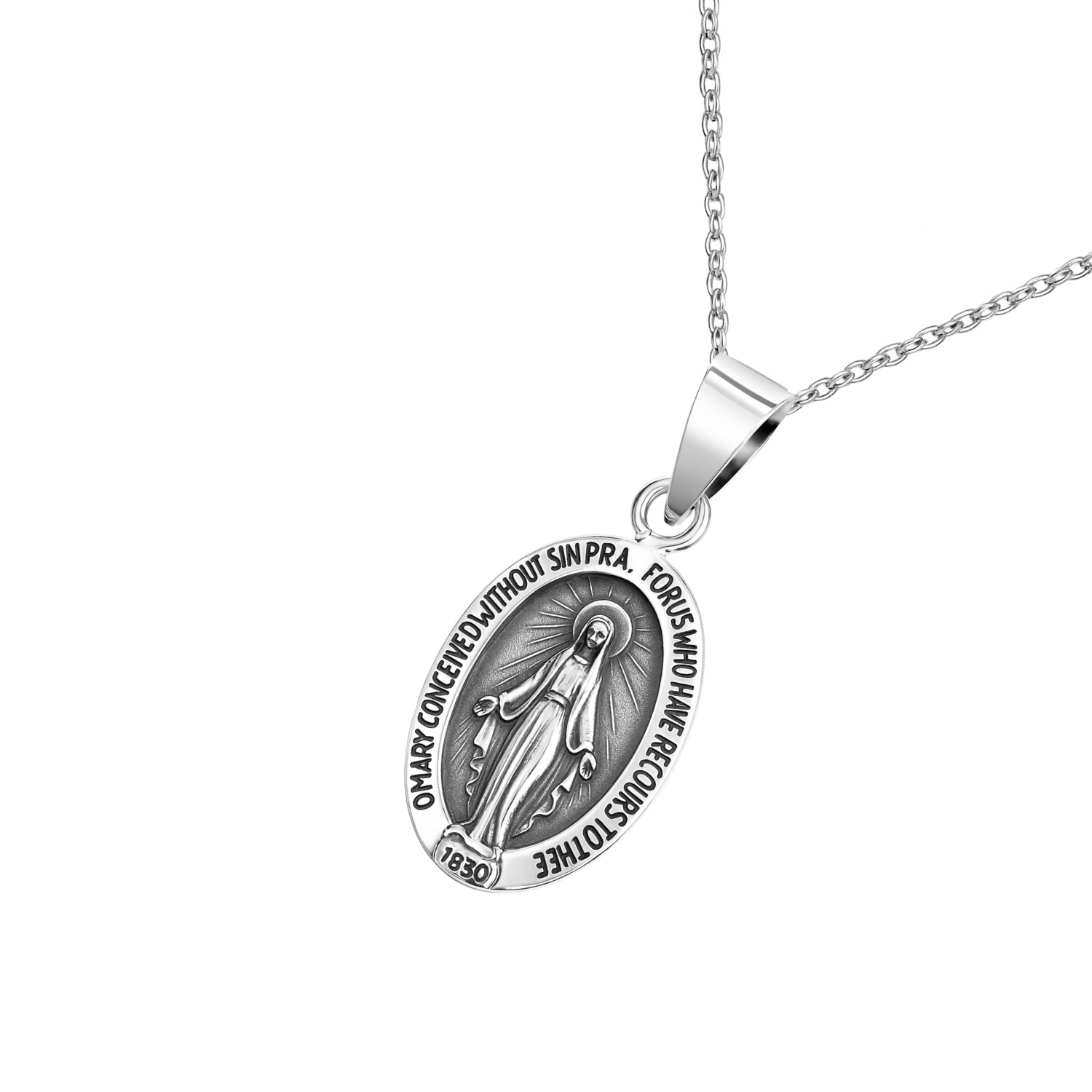 Colgante de Plata Esterlina 925 Medalla Virgen 2