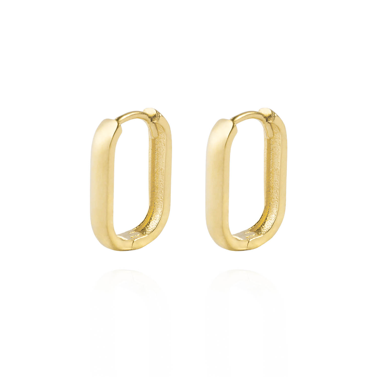 Aros de Oro 18kt Argolla Rectangular Lisa 1