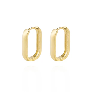 Aros de Oro 18kt Argolla Rectangular Lisa
