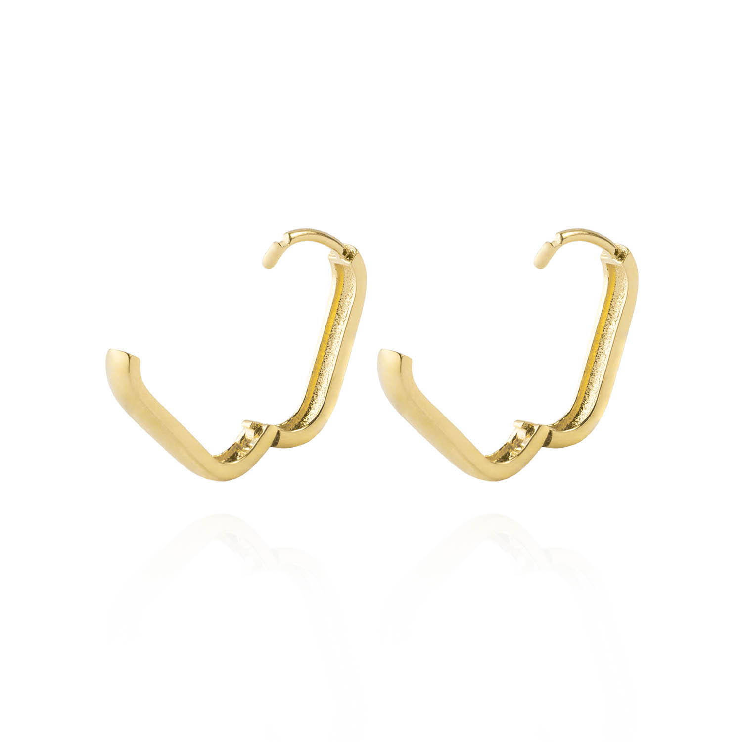 Aros de Oro 18kt Argolla Rectangular Lisa 2
