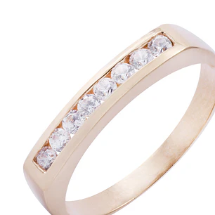 Anillo Oro Miel 18kt Circonitas Riel