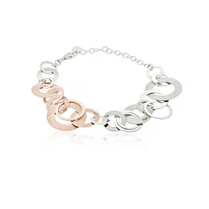 Pulsera de Plata Esterlina 925 Argollas Bicolor