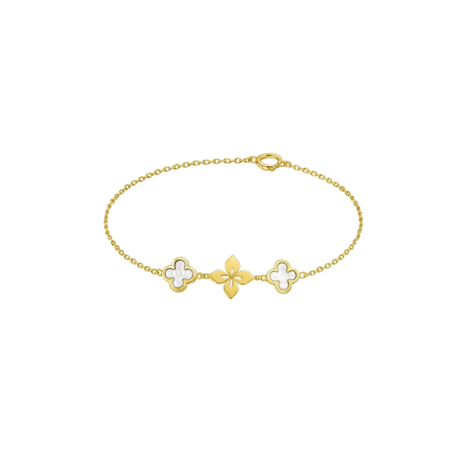 Pulsera Oro Amarillo 18kt Trébol Nacar 1