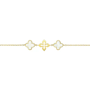 Pulsera Oro Amarillo 18kt Trébol Nacar